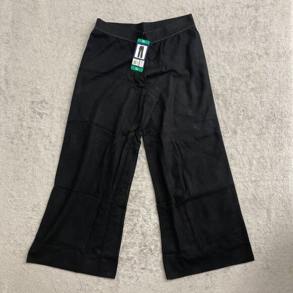 NEW Splendid Women's XL Black Wide-Leg Lounge Knit Pants Viscose Blend - Picture 4 of 11